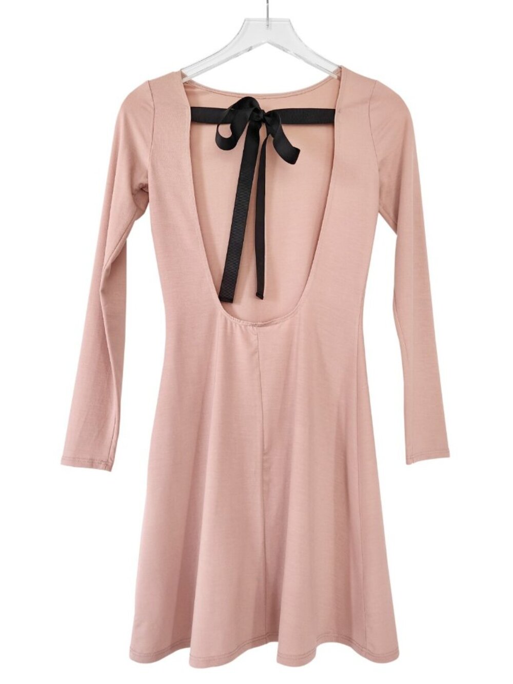 Reformation Avant Women's Long Sleeve Open Back Mini Dress in Blush Size XS